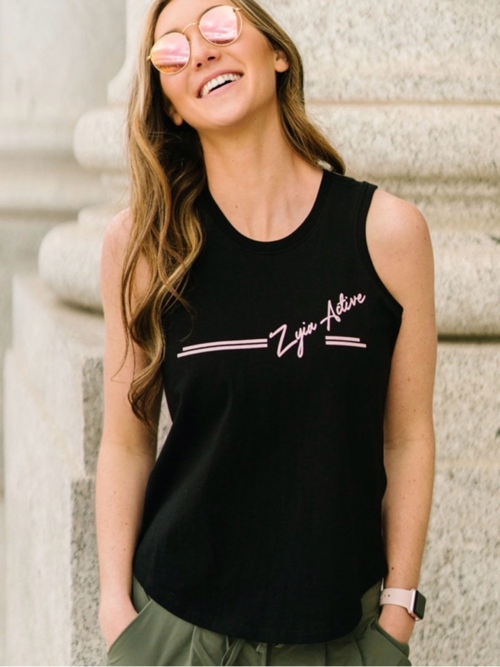 Zyia black south beach tank MATERIAL: 95% Cotton 5% Spandex